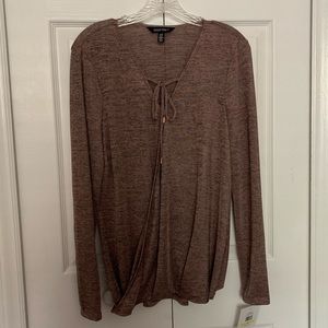 Gray/purple blouse with tie front